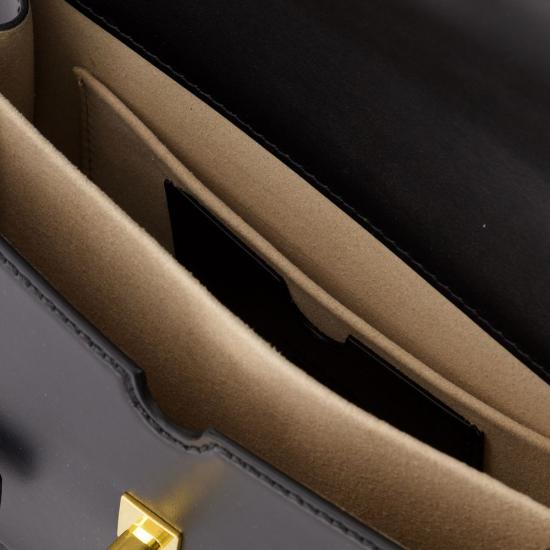 Structured Calf Leather Shoulder Bag