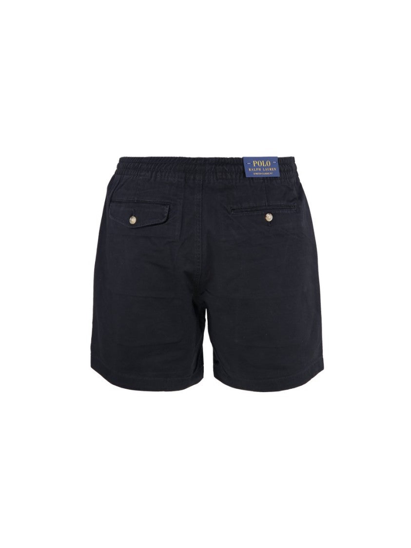 Classic Black Shorts With Elastic Waistband And Subtle Branding