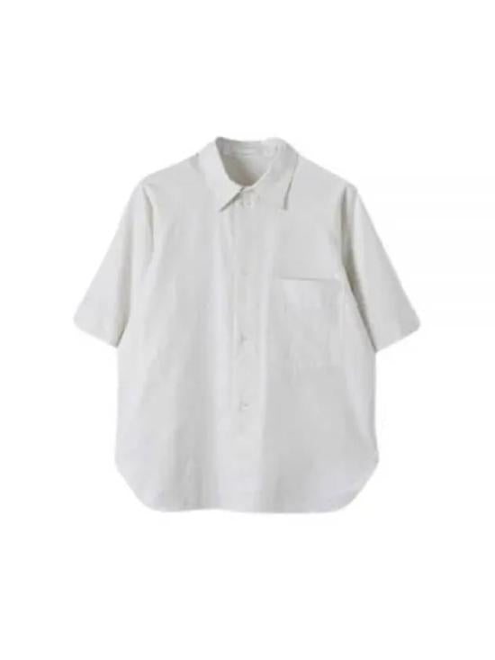 Short-Sleeved Cotton Shirt With Classic Collar And Chest Pocket