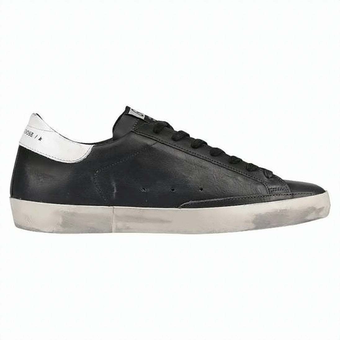 Distressed Black Leather Sneakers