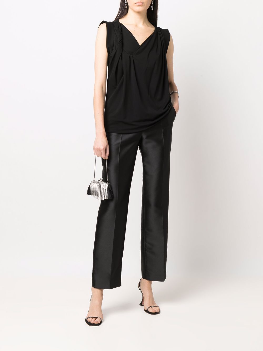Black Top Draped Viscose Top