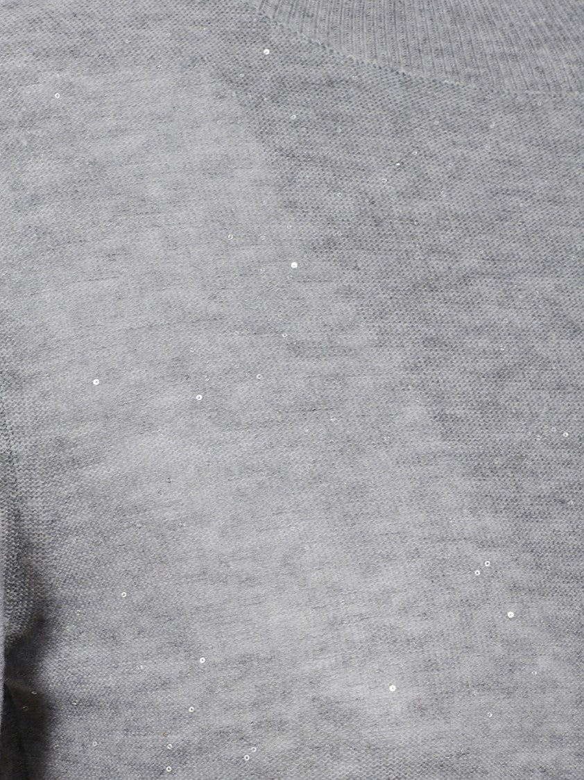 Fitted Turtleneck Sweater With Delicate Sequin Accents