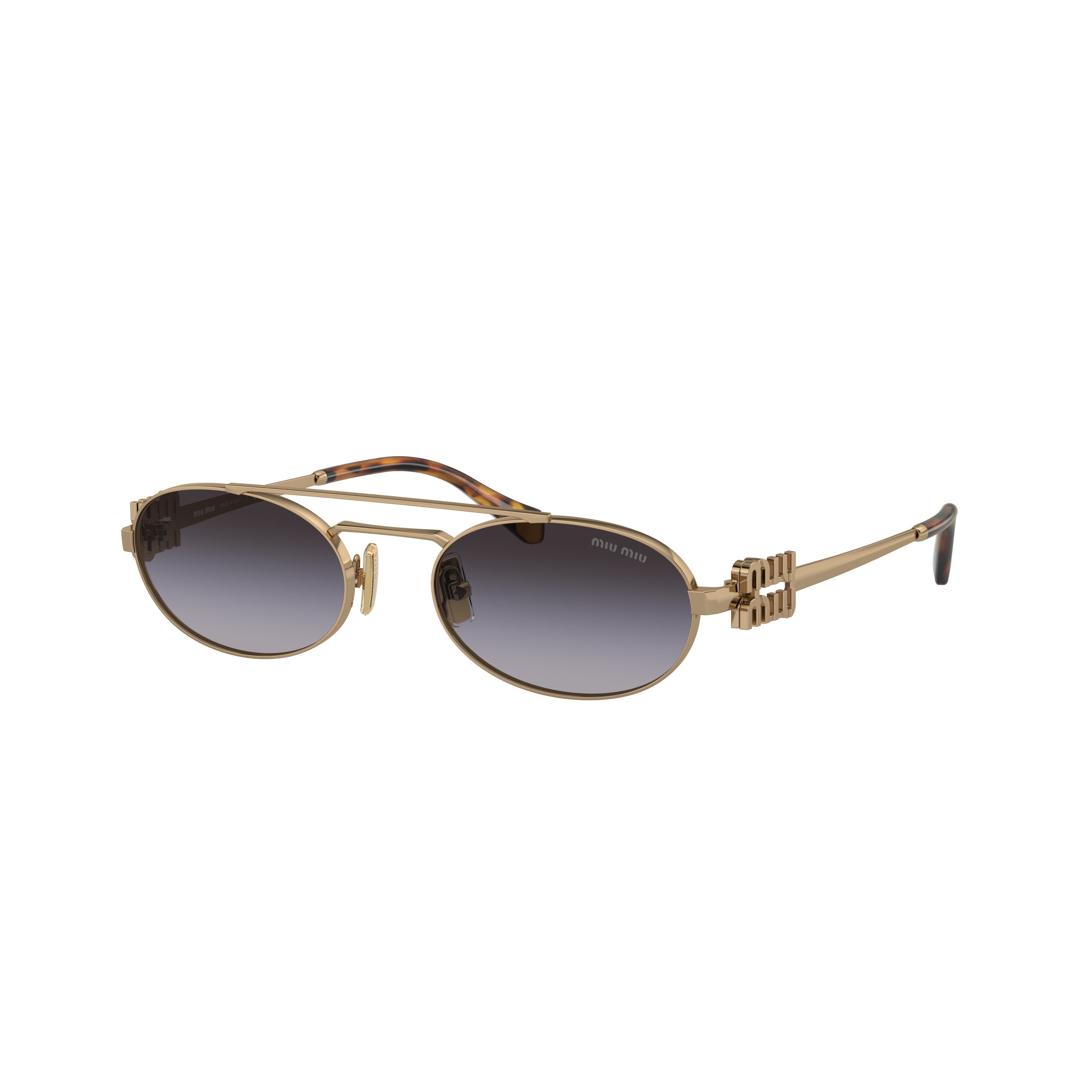 0mu 54zs Oval-Shaped Gold Metal Frame Sunglasses
