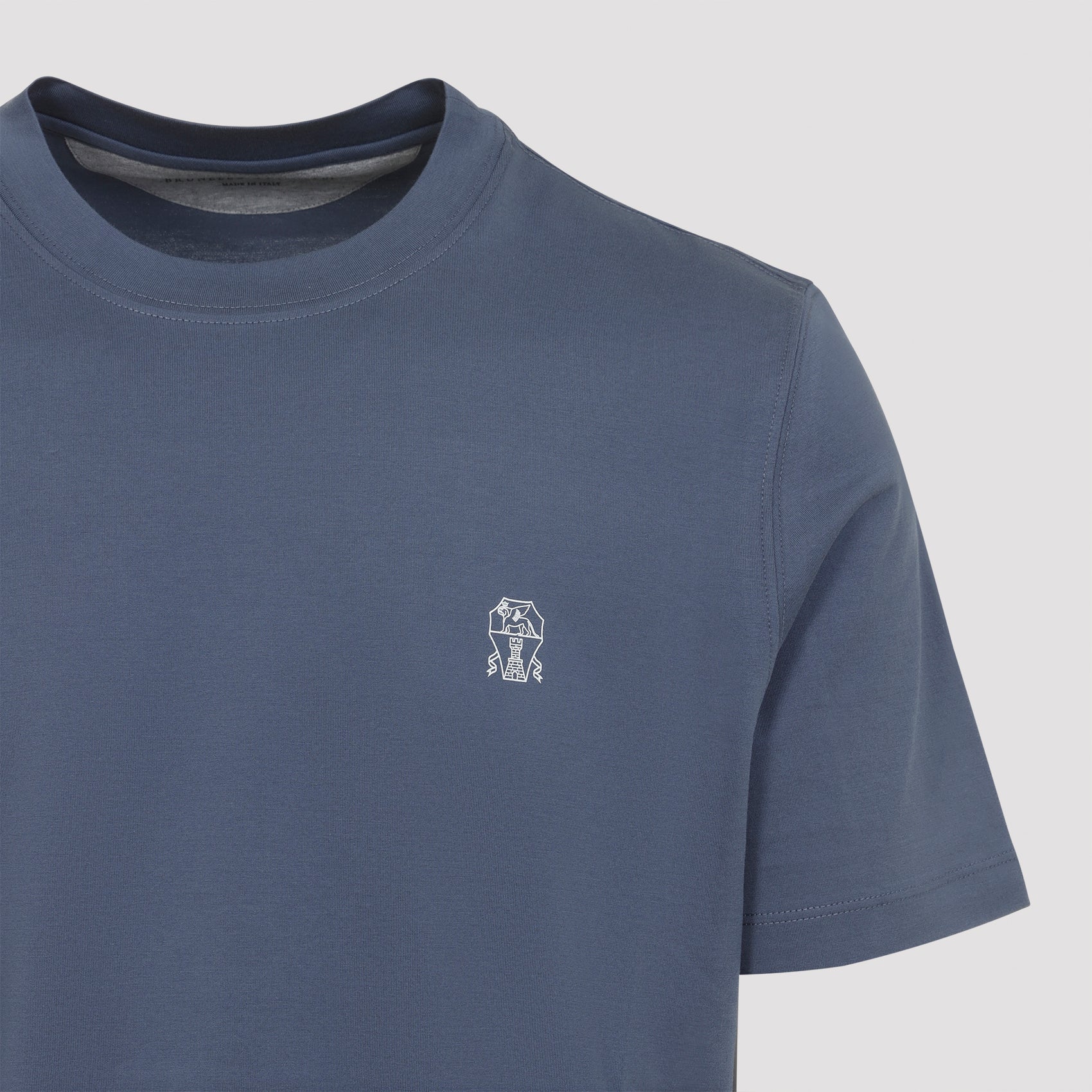 Pure Denim Cotton T-Shirt With Contrasting Logo Detail