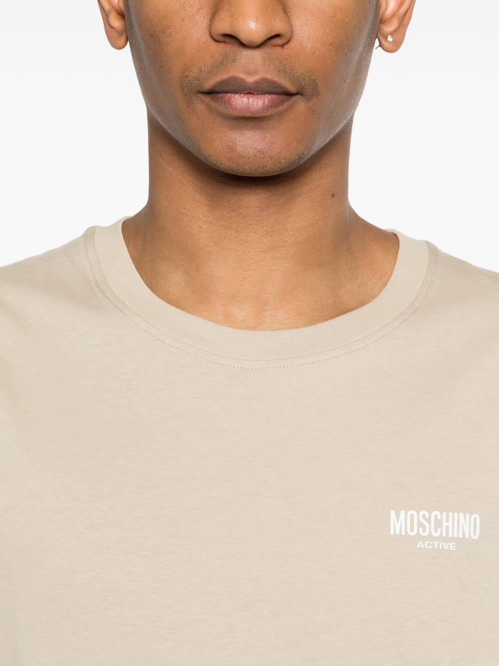 Beige Logo Lettering T-Shirt