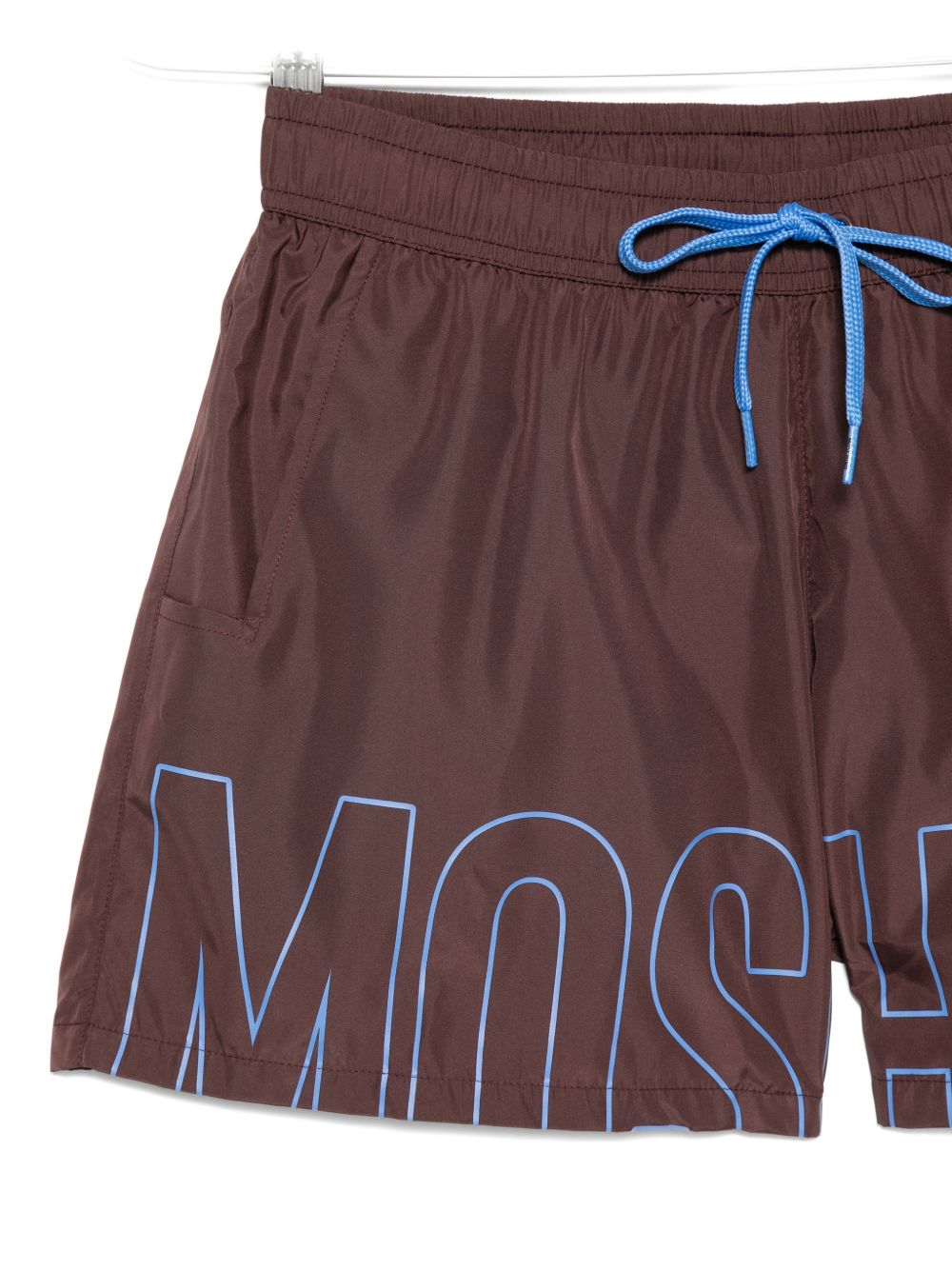 Brown Logo Print Drawstring Swim Shorts
