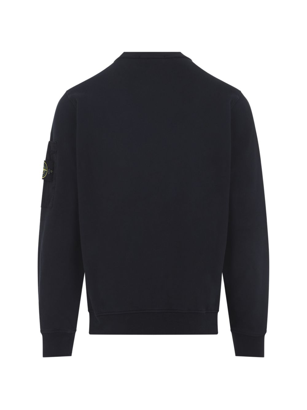 Minimalist Black Cotton Sweatshirt with Unique Sleeve Patch