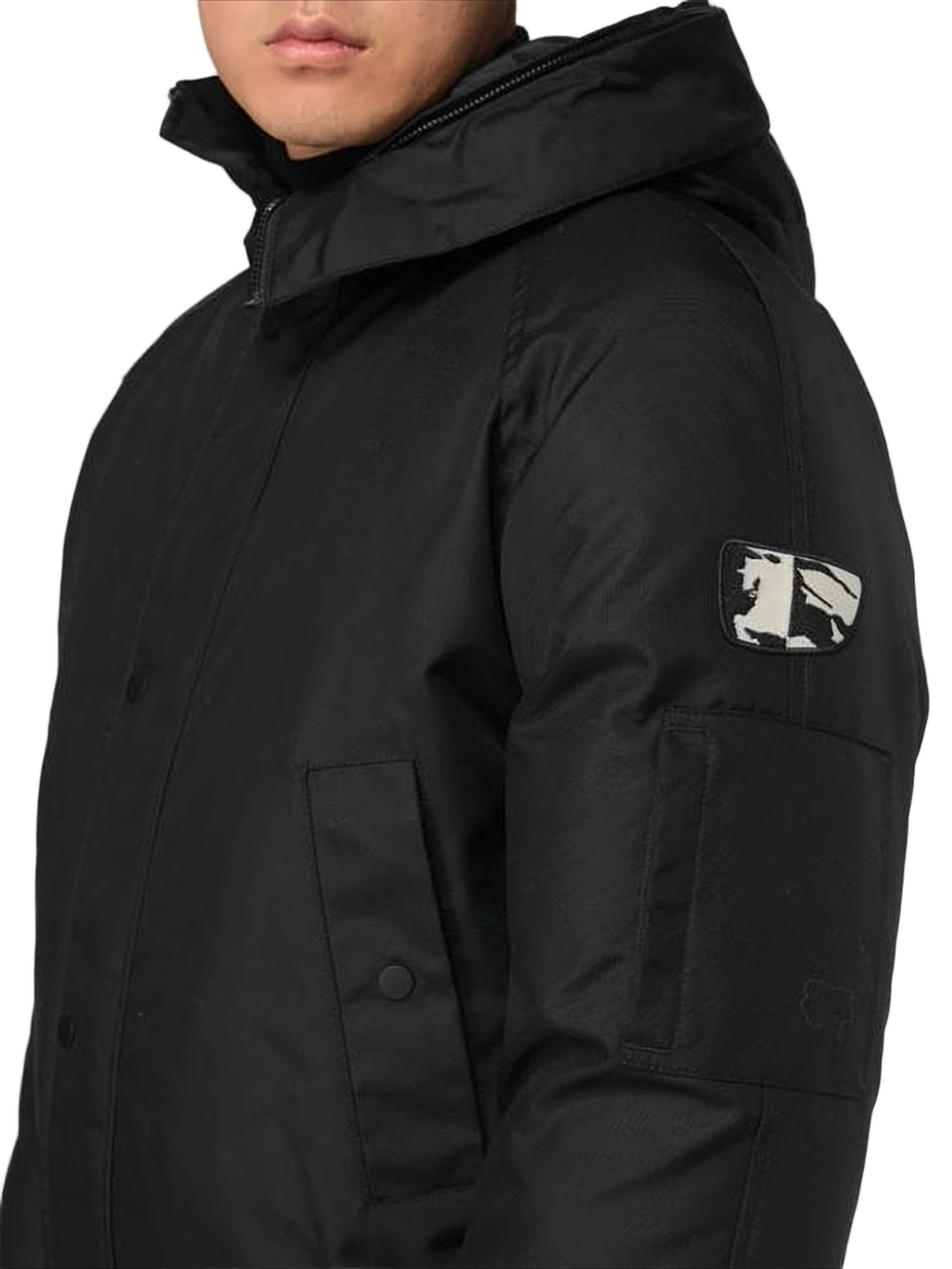 Insulated Black Padded Jacket with Fur-Trimmed Hood