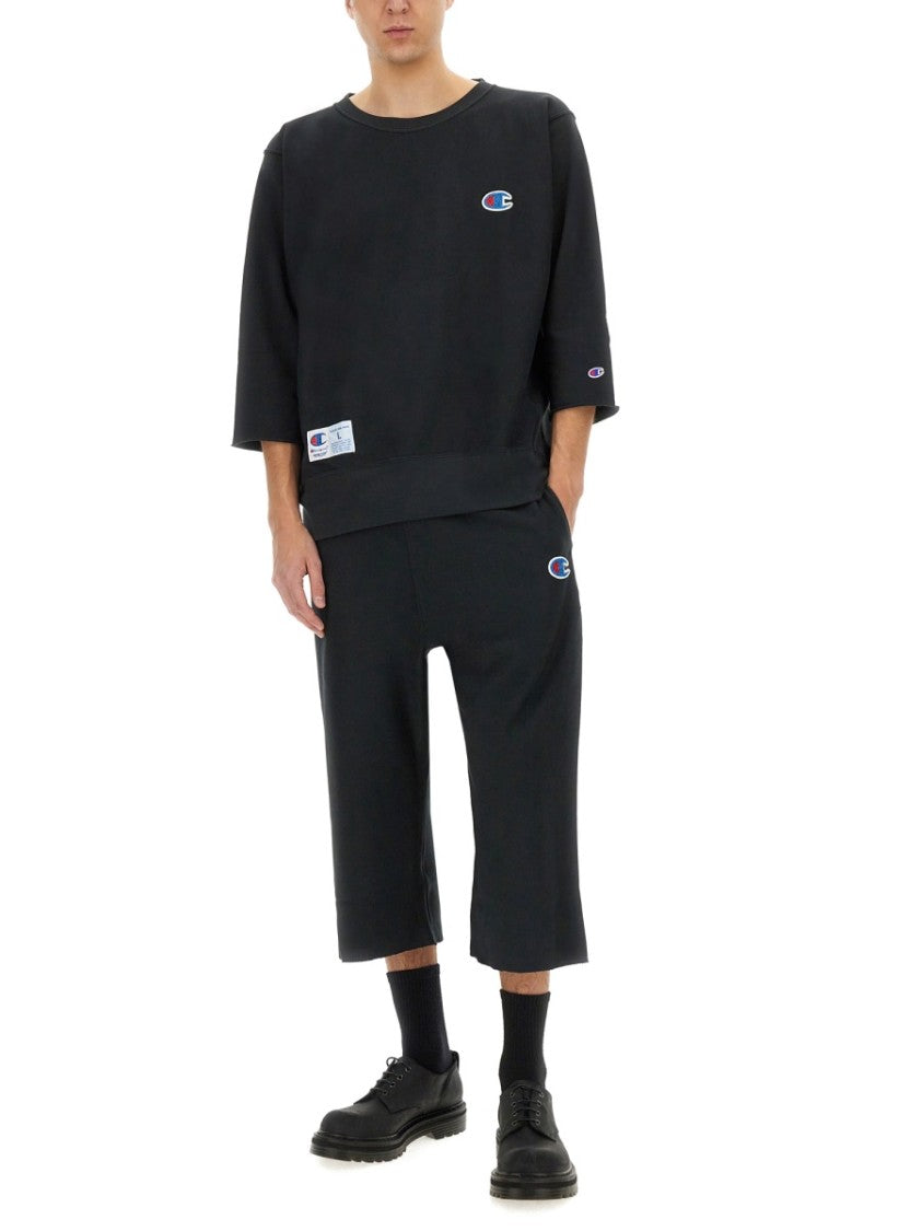Oversized Black T-Shirt With Logo Patches