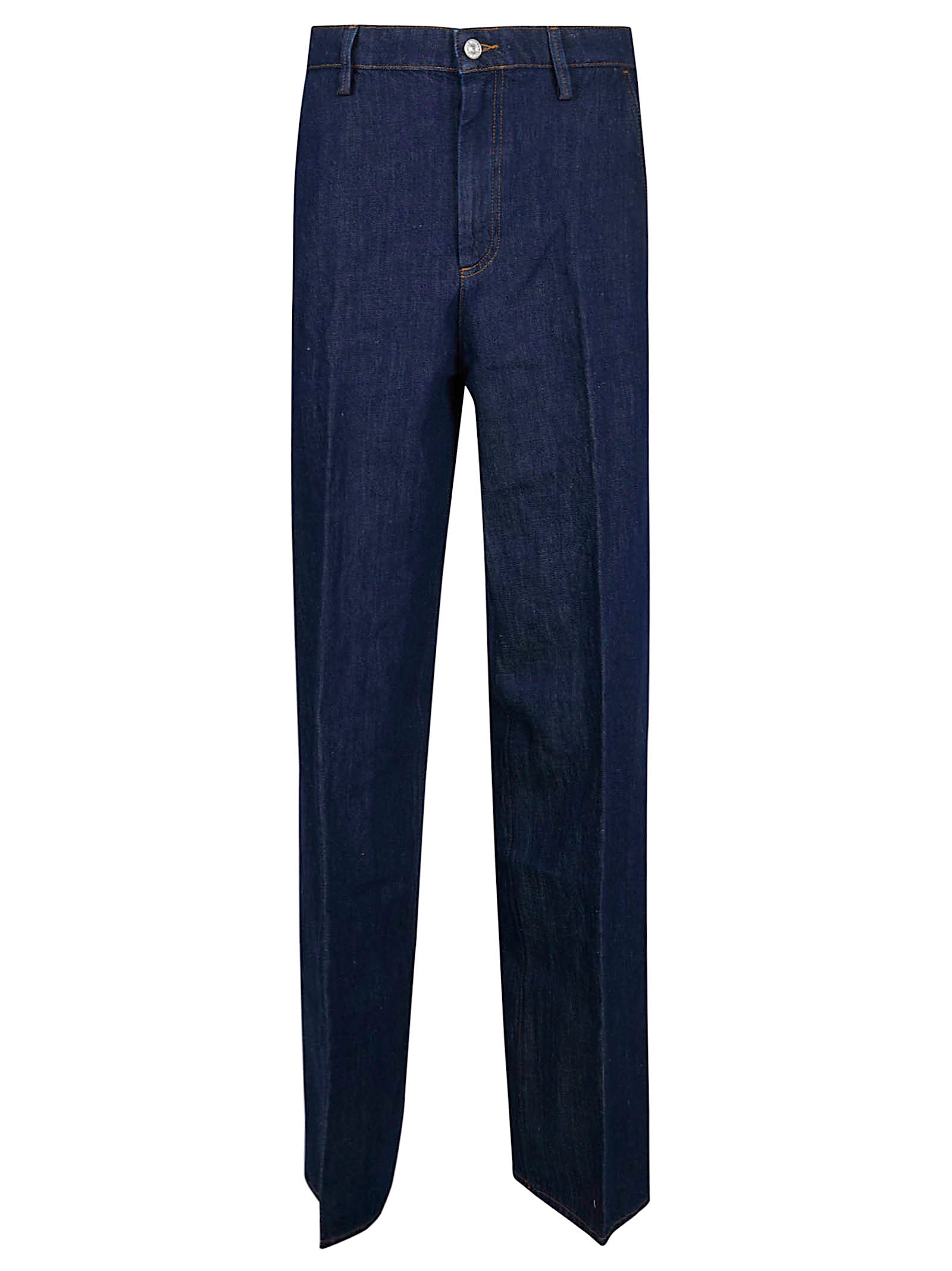 High-Waisted Wide Cotton-Linen Trousers