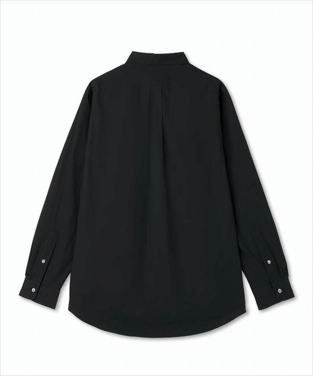 Long-Sleeve Black Tailored Shirt with Button-Down Collar