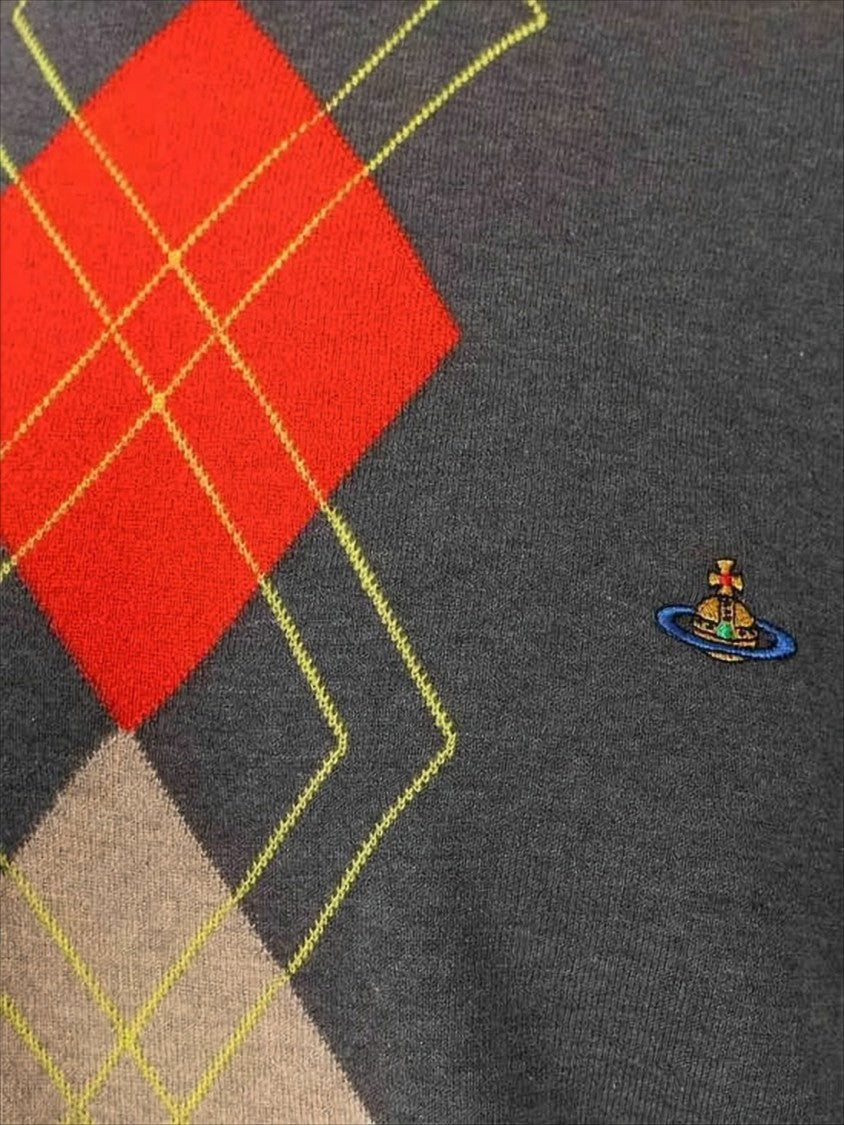 Argyle Pattern Knit Sweater