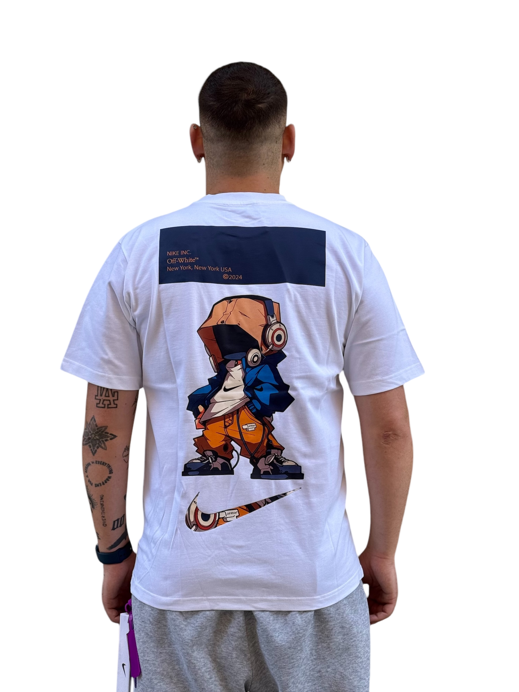 Artistic Cartoon Graphic T-Shirt with Metallic Accents