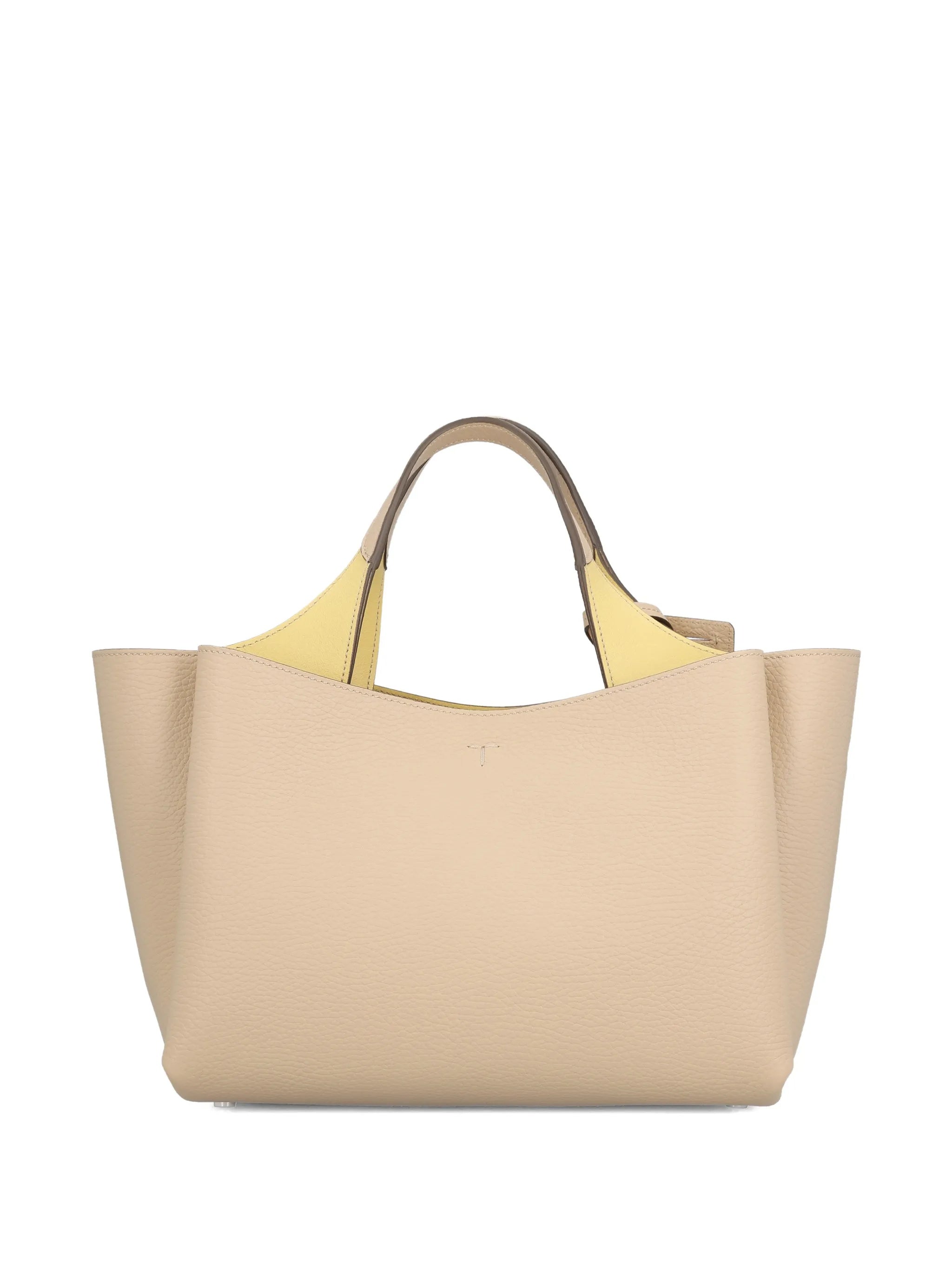 Beige Structured Leather Handbag