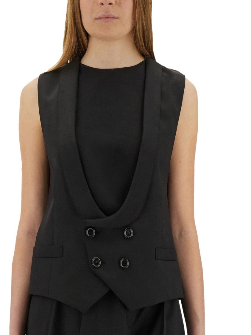 Black Virgin Wool Vest