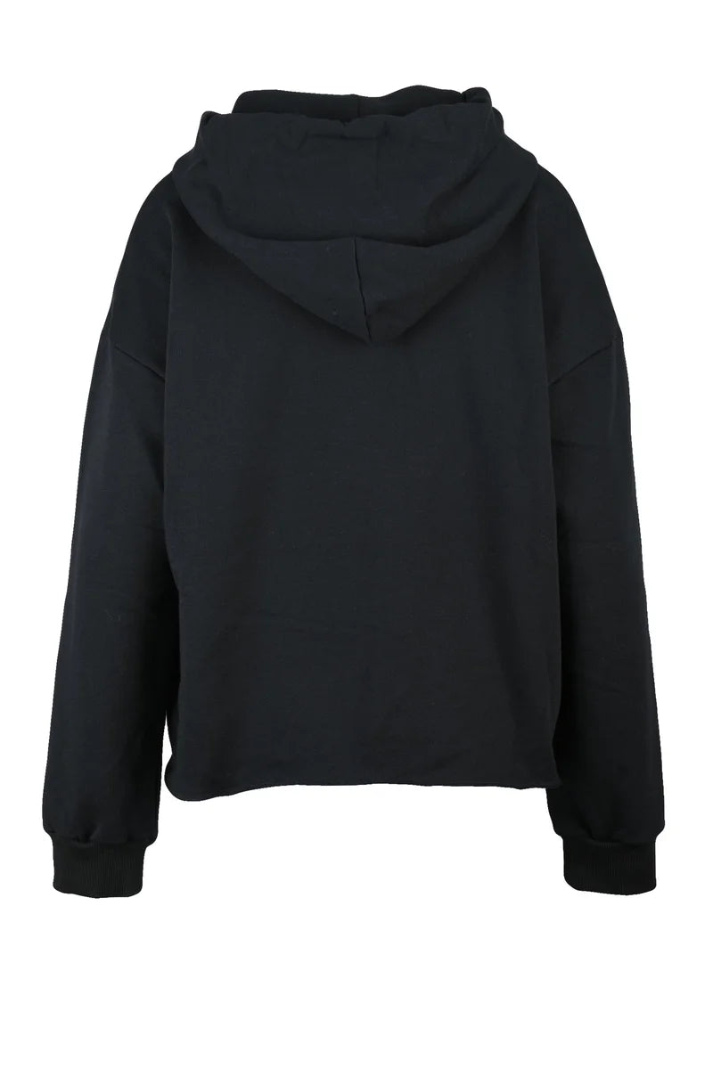 Cropped Hoodie Sweatshirt - Black