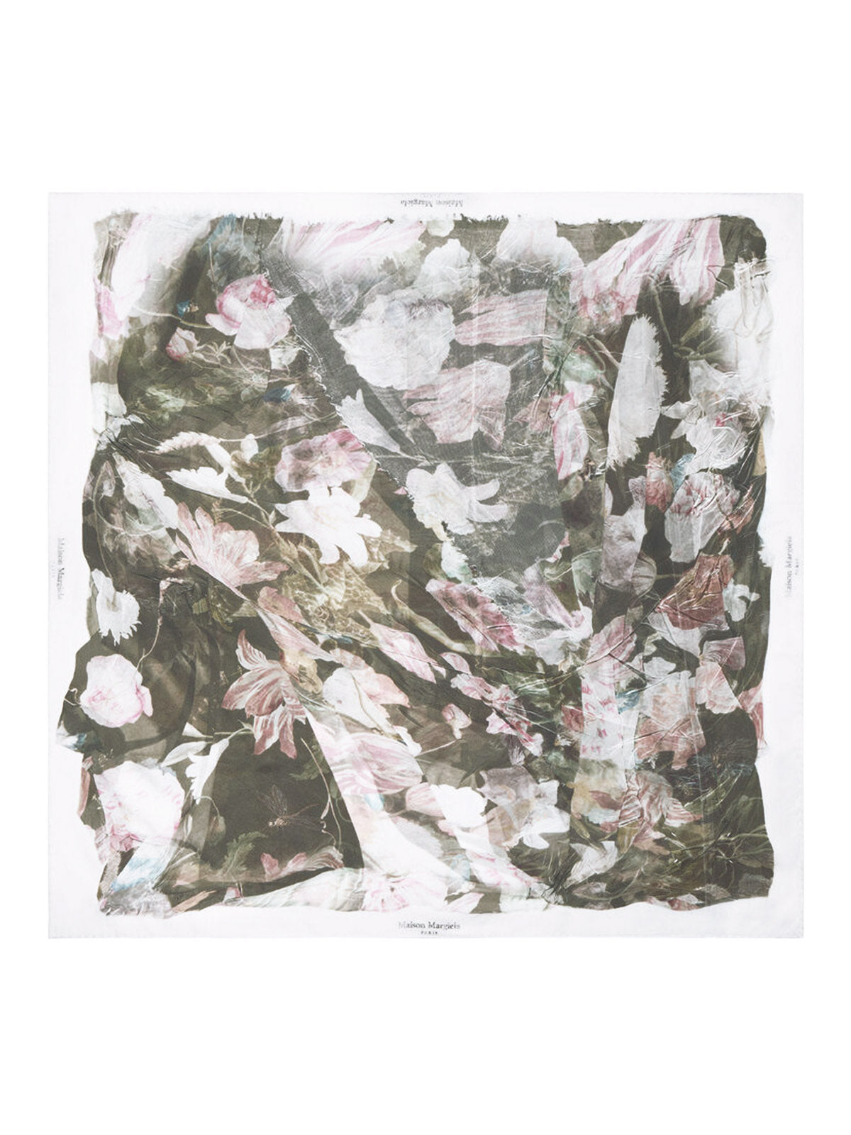 Multicolor Faded Floral Print Silk Scarf