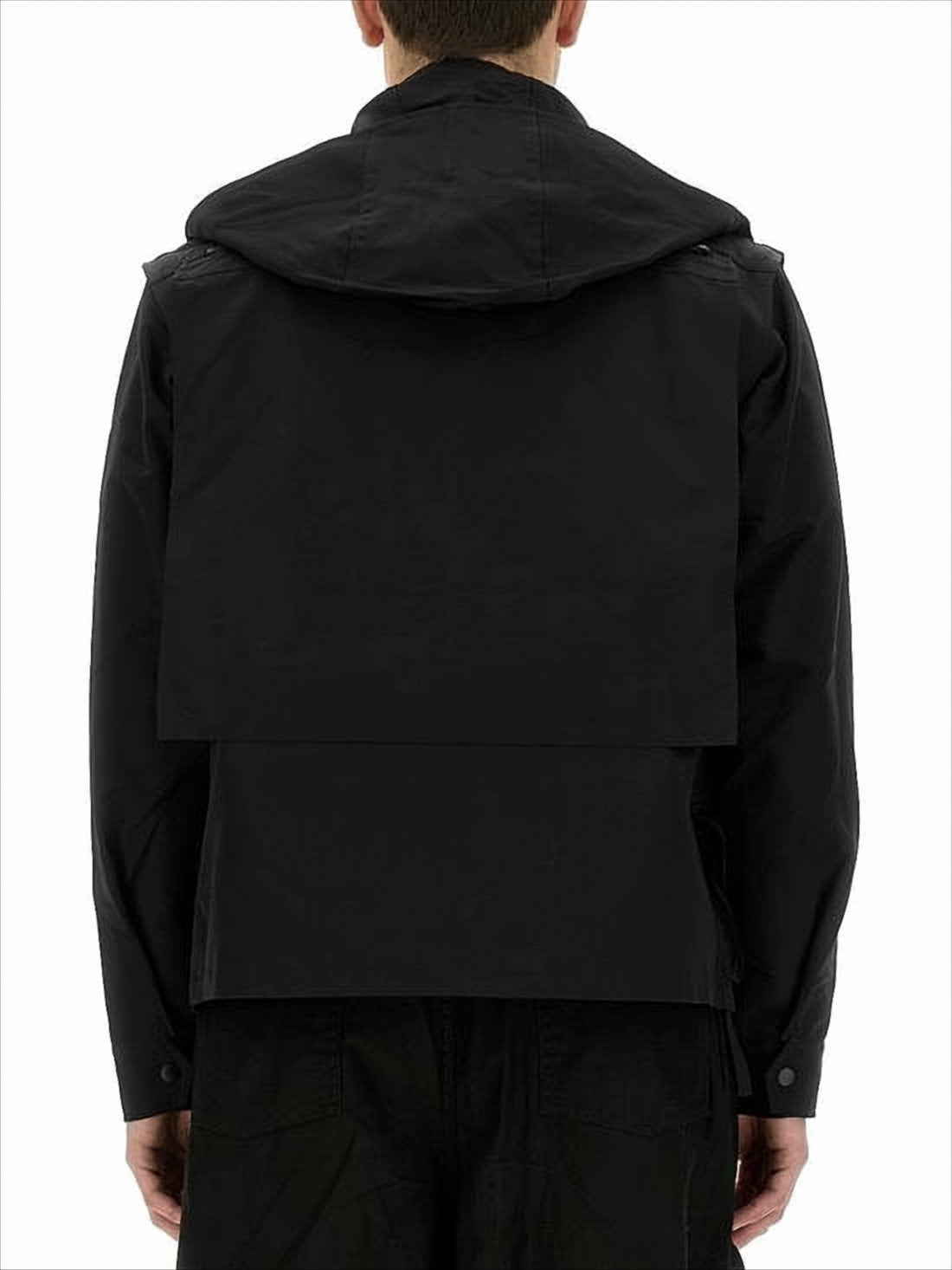 Structured Black Utility Jacket with Layered Design
