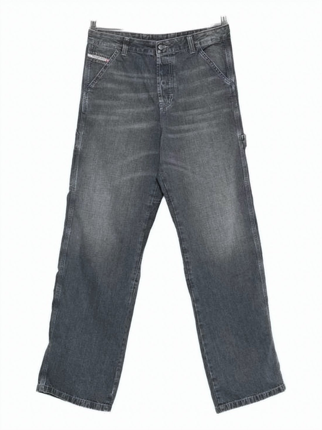 Faded Black Wide-Leg Denim Pants