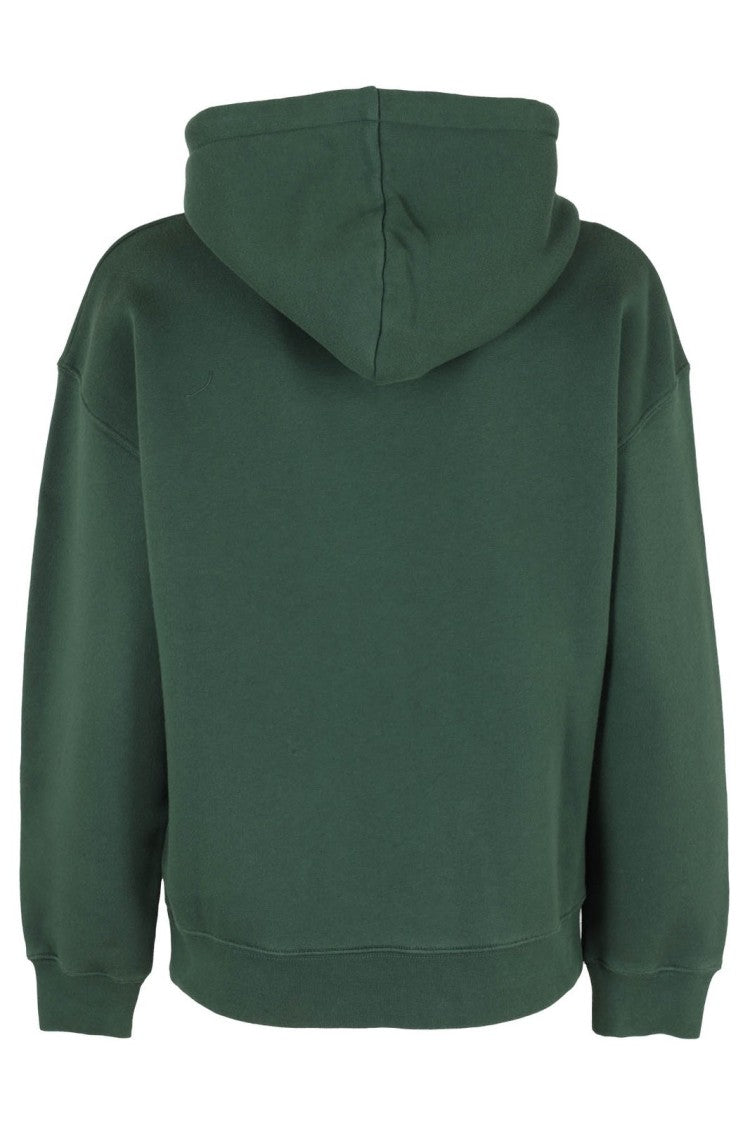 Dark Green Relaxed Fit Hoodie With Embroidered Logo