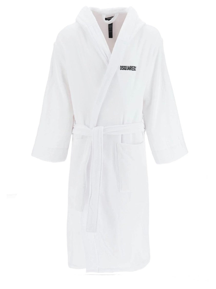 Hooded Bathrobe With Adjustable Waist Belt