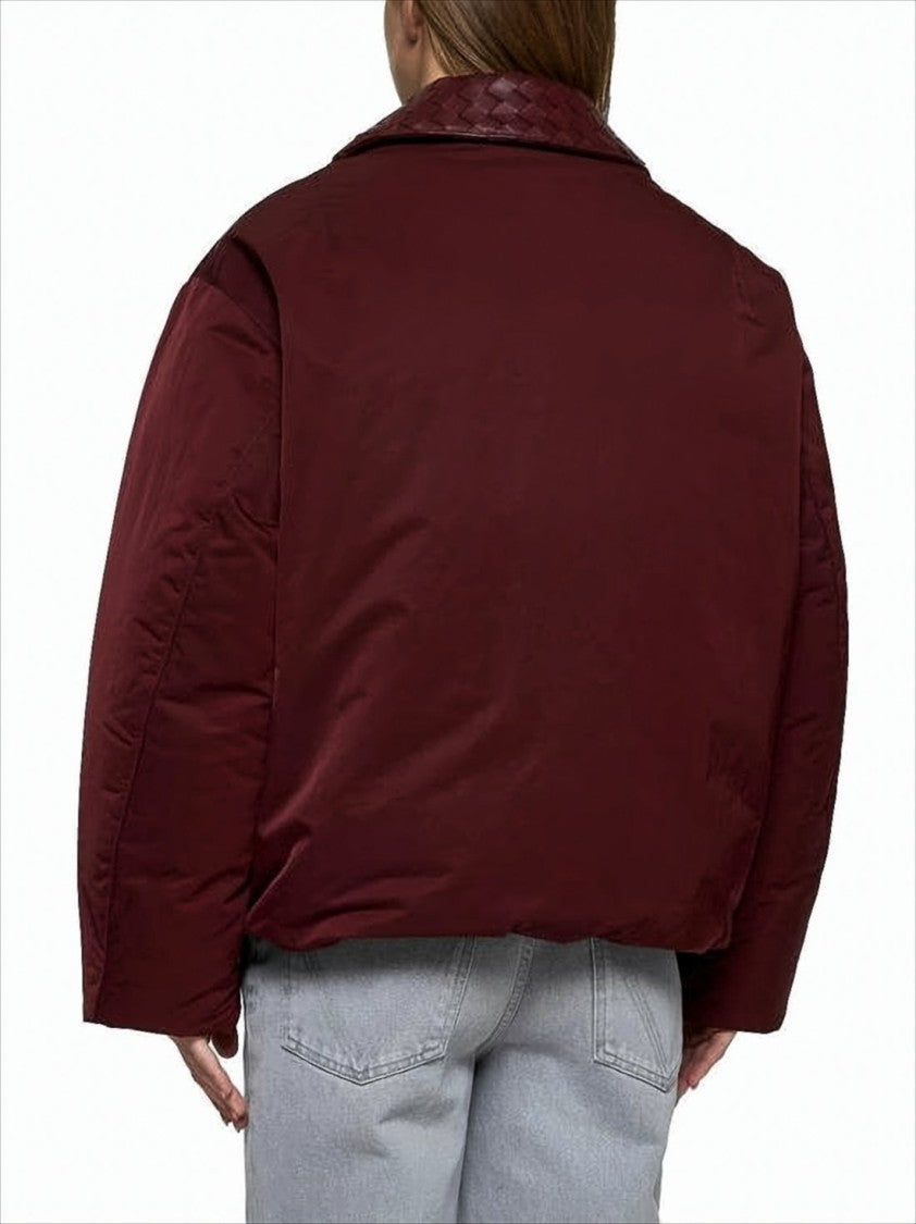 Boxy Cropped Jacket with Woven Textured Collar