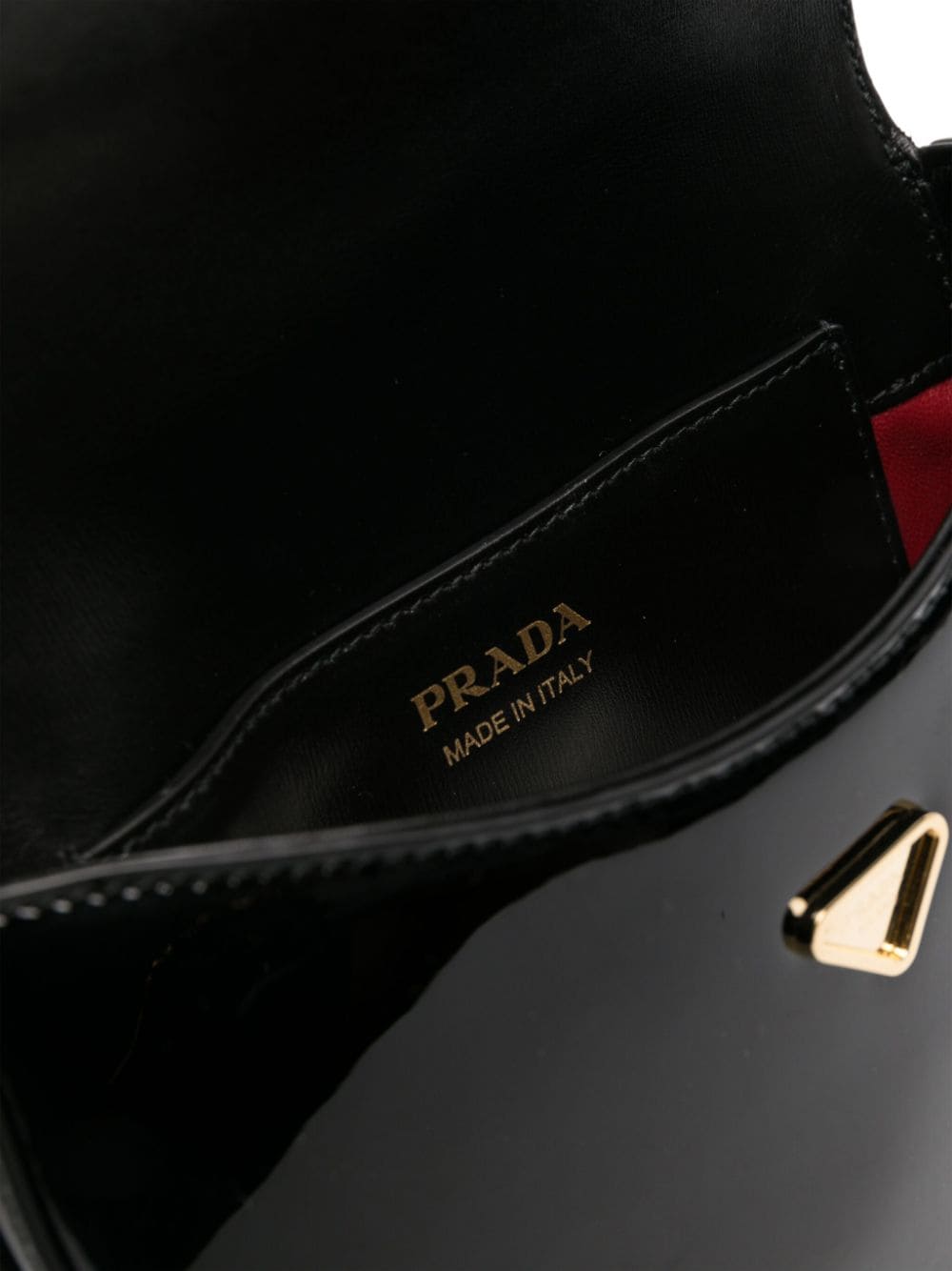 Triangle-Logo Patent Leather Shoulder Bag