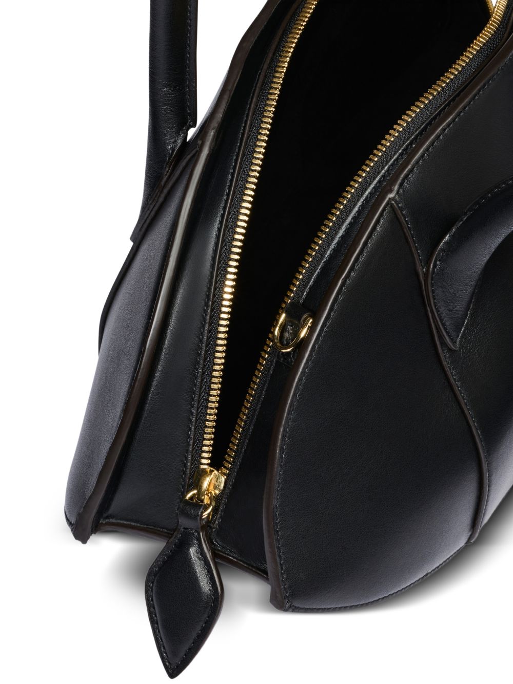 Elongated Oval Black Silk And Nylon Bag