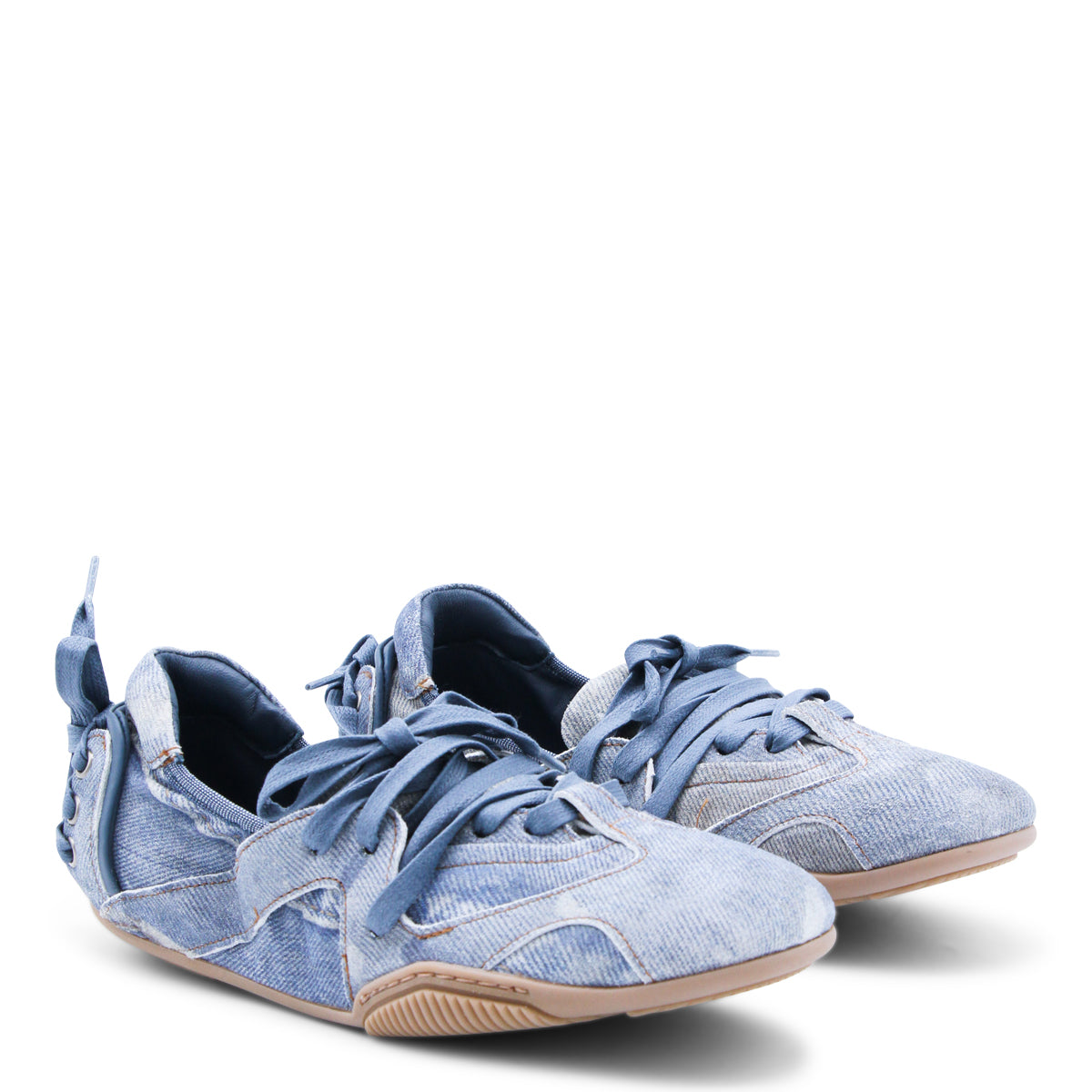 Lace-Up Denim Flats