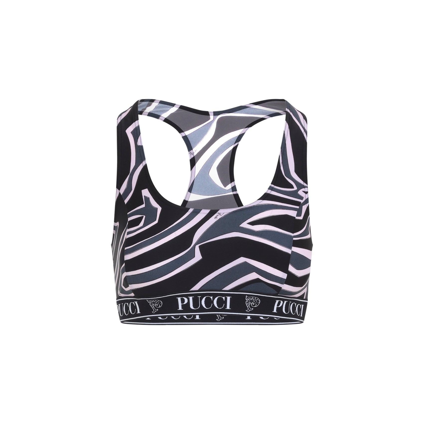 Racerback Sports Bra With Abstract Print And Supportive Design
