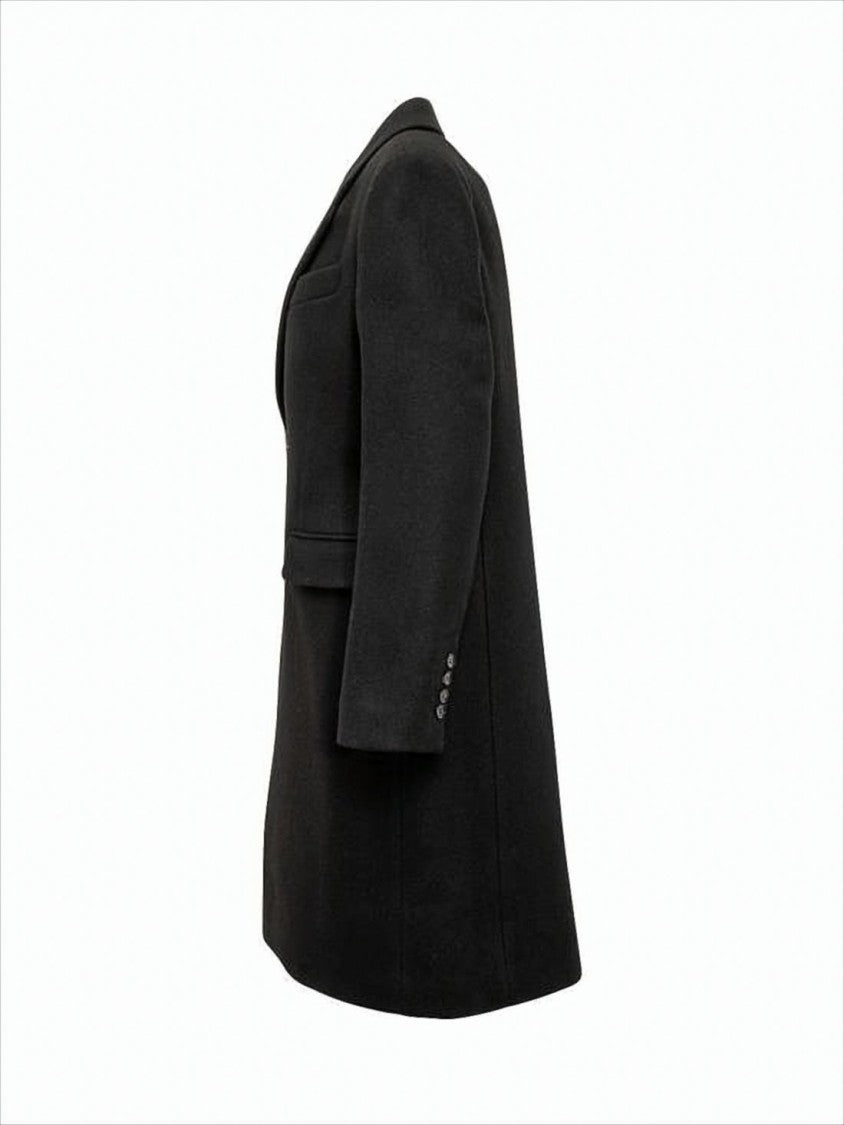 Tailored Black Wool Coat With Notched Lapels