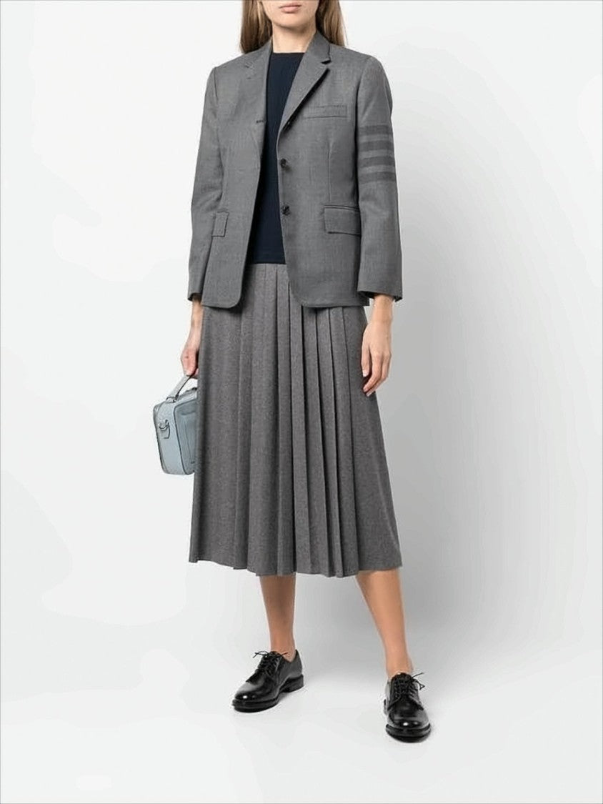 Tailored Grey Wool-Blend Suit Jacket with Signature Stripes