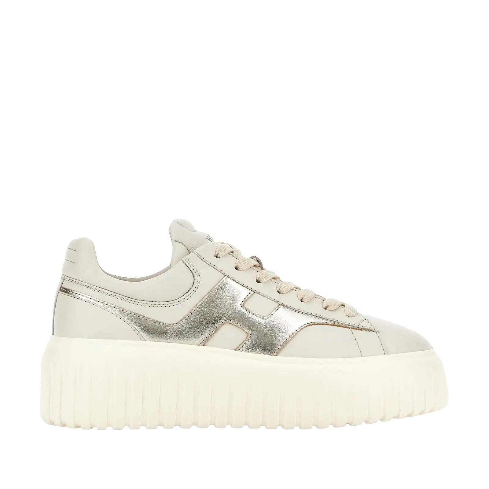 H-Stripes Lace-Up Sneakers in Sheepskin and Calfskin