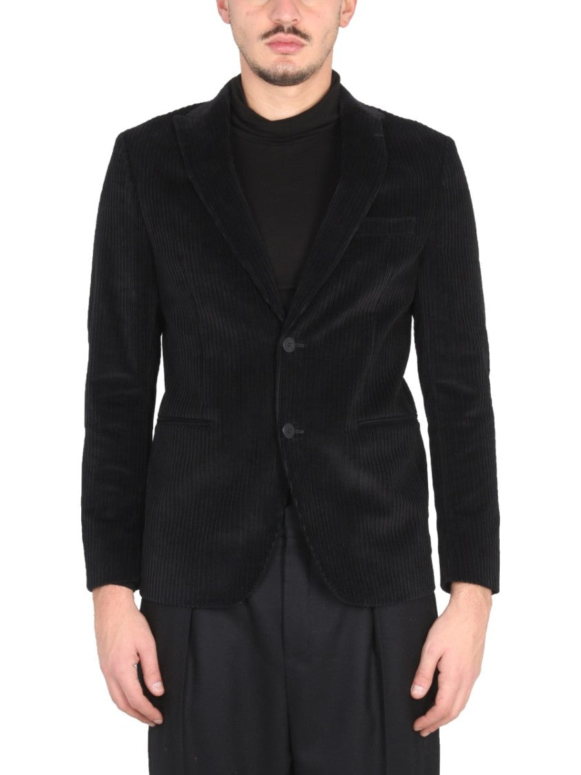 Single-Breasted Black Velvet Jacket