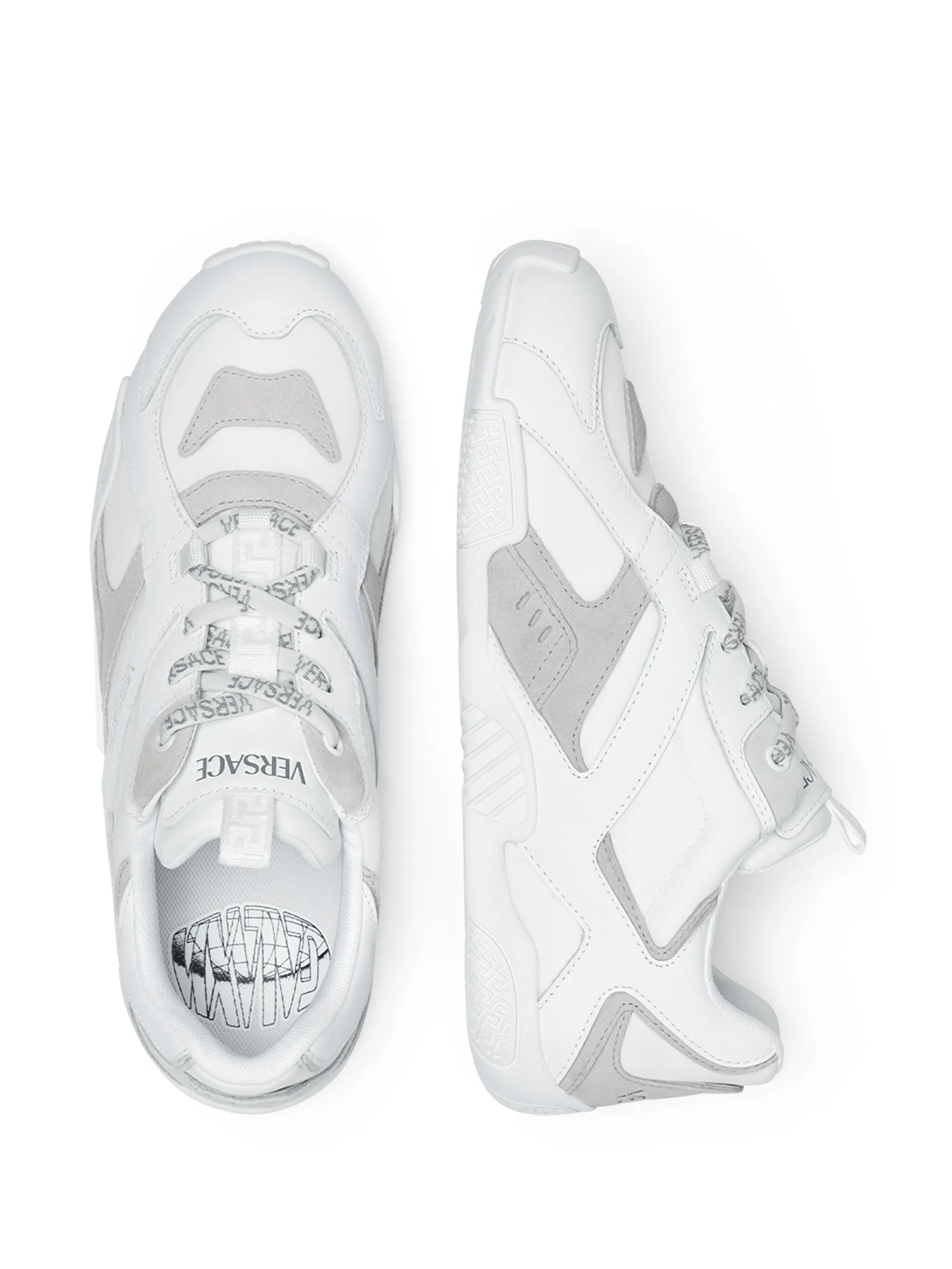 White Galaxia Mixed Leather Low-Top Sneakers