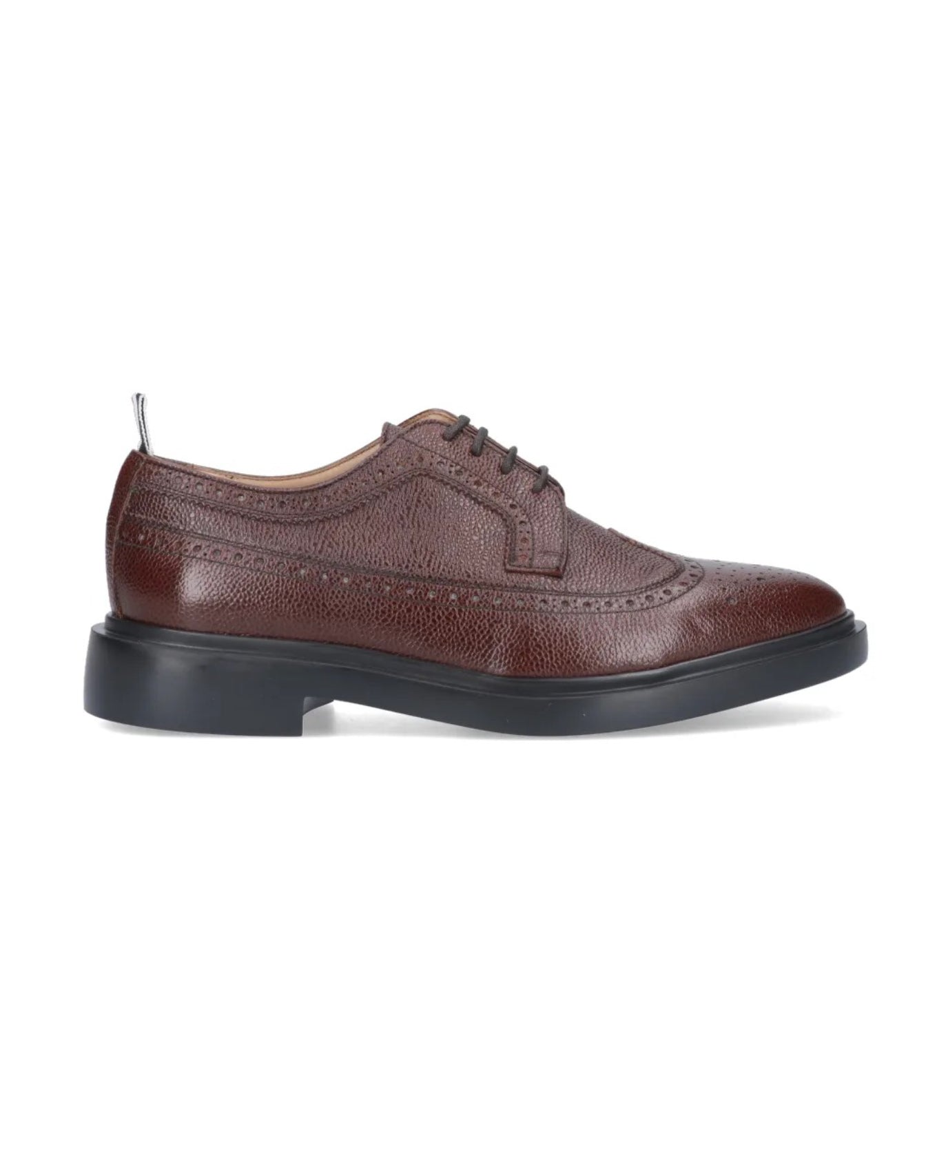 Textured Leather Lace-up with Brogue Detailing