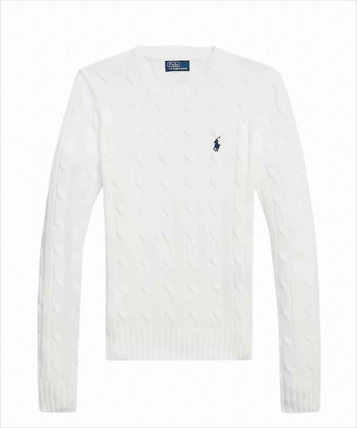 Crew Neck Sweater In Cable Knit Cotton