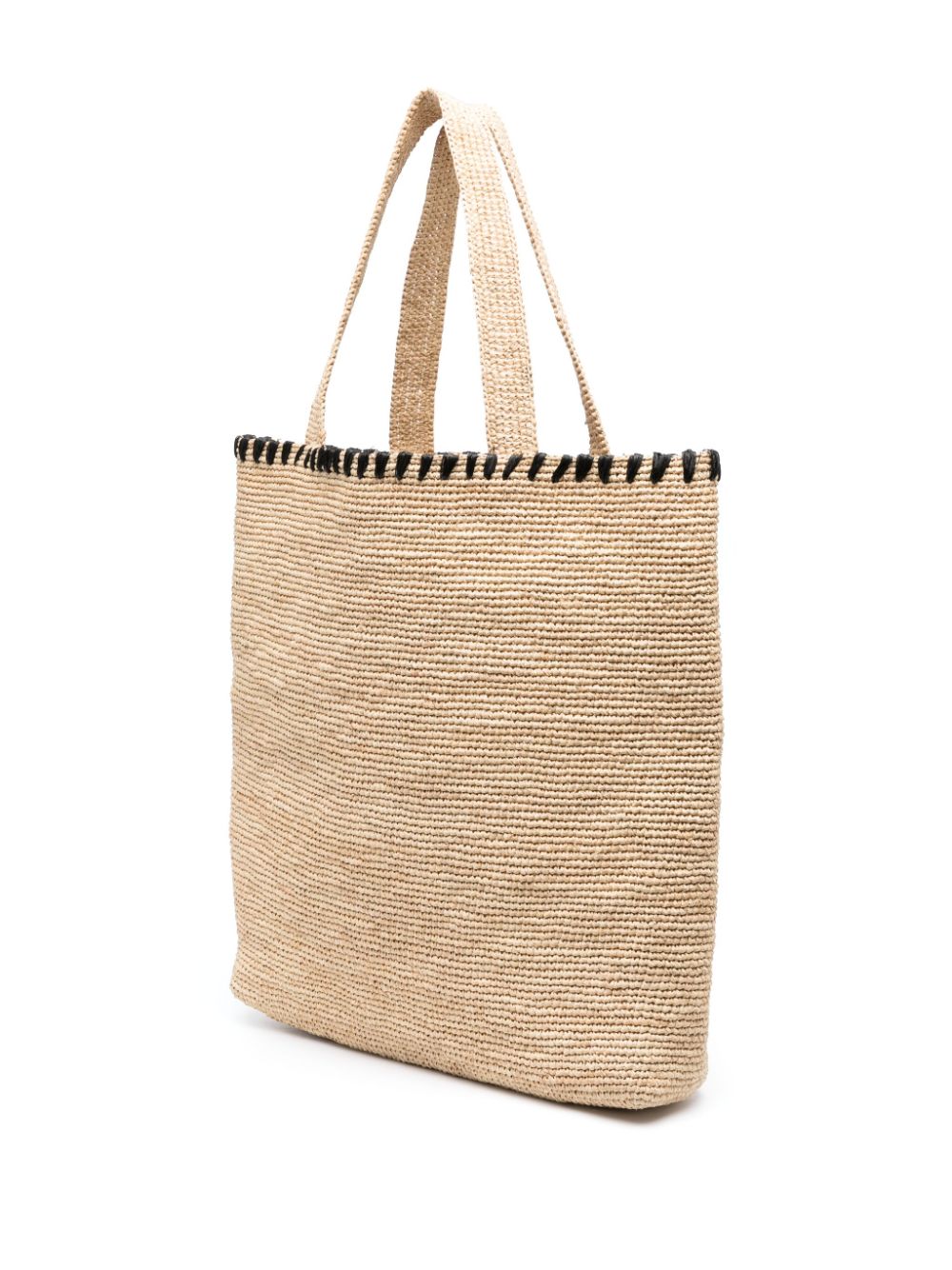 Embroidered Raffia Tote Bag