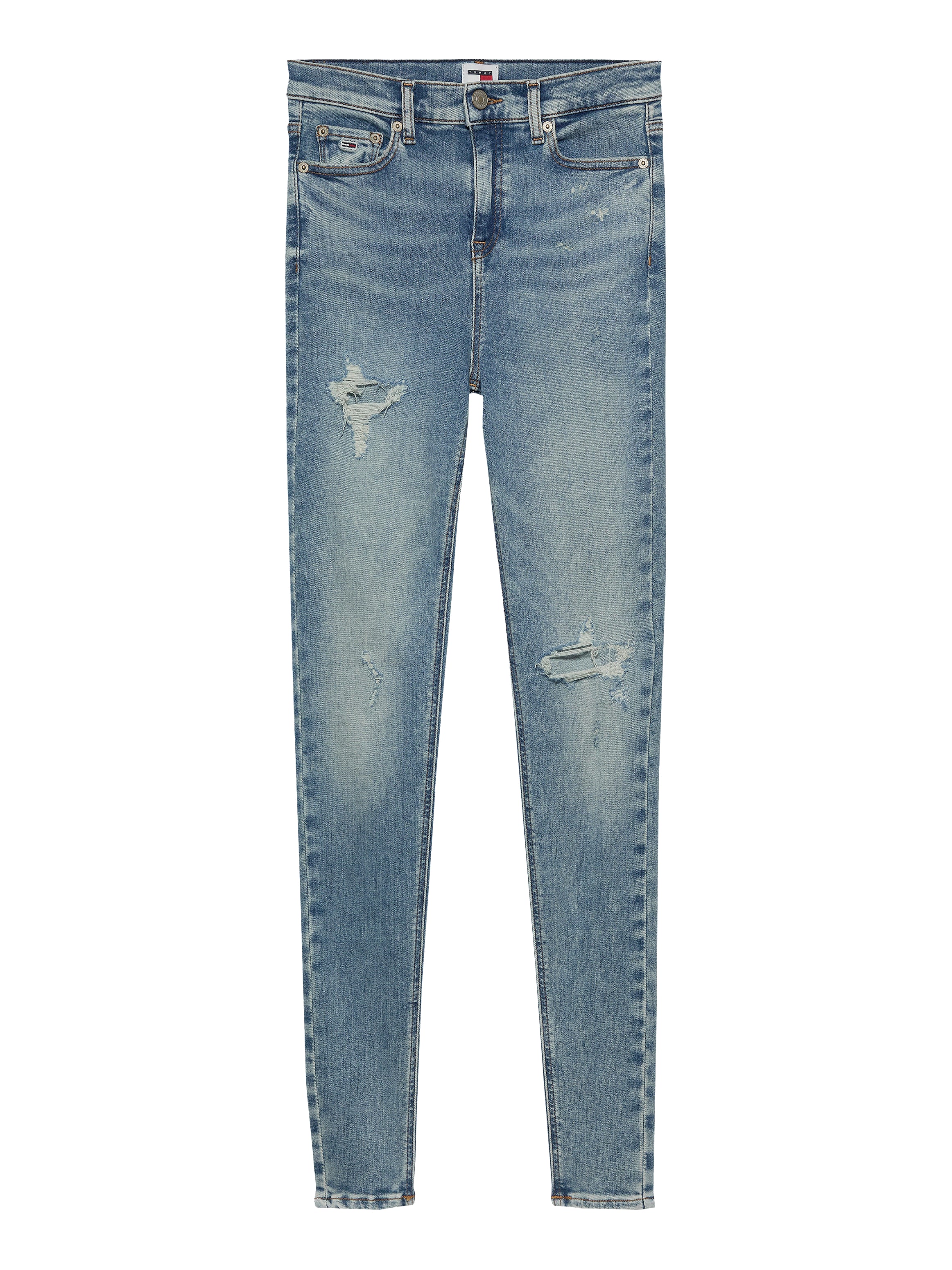 Mid-Rise Skinny Jeans With Distressed Details