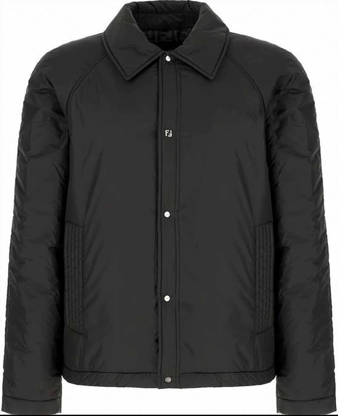 Boxy-Fit Black Jacket With Quilted Side Panels And Logo Detail