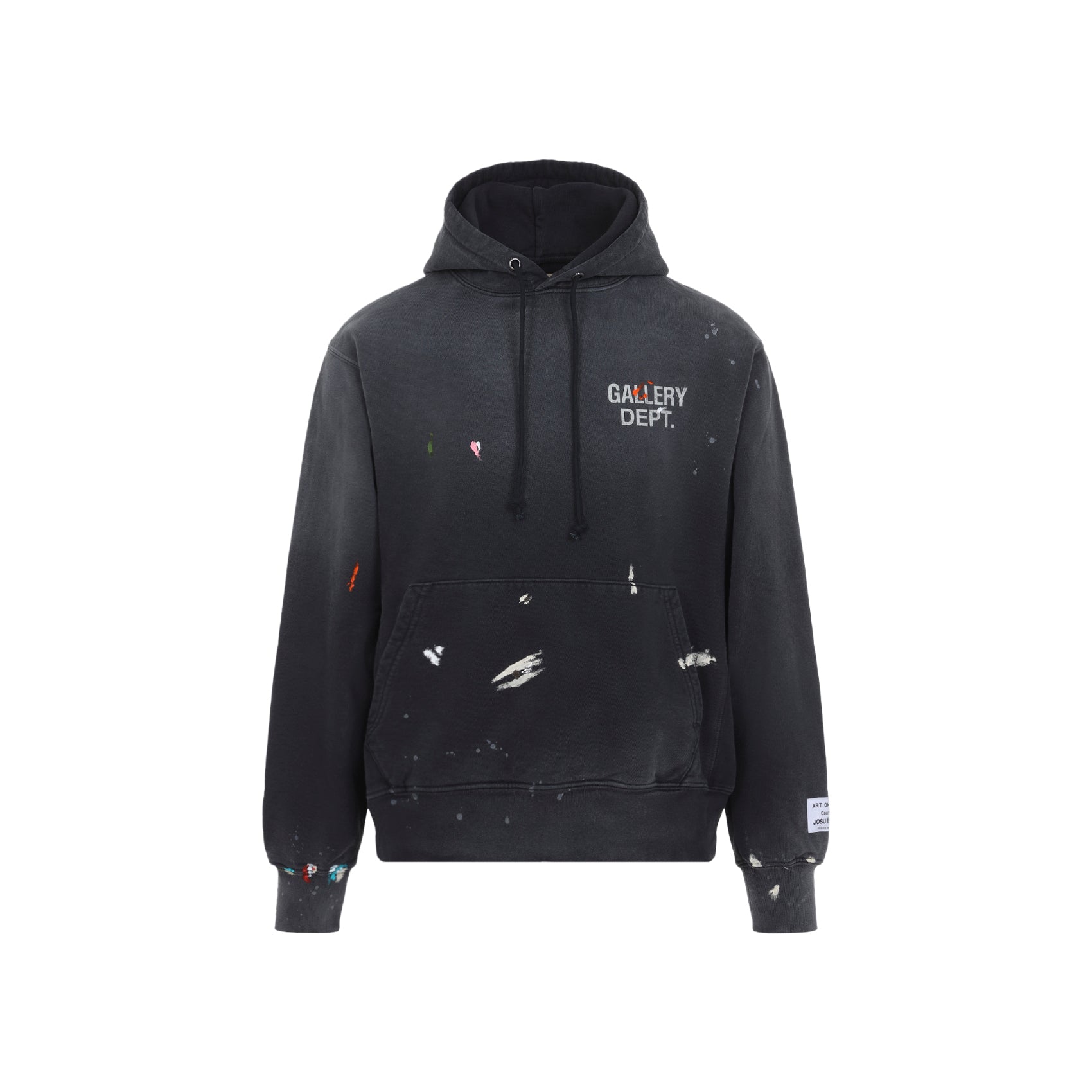 Vintage Multicolor Stained Hoodie With Tonal Hood And Kangaroo Pocket