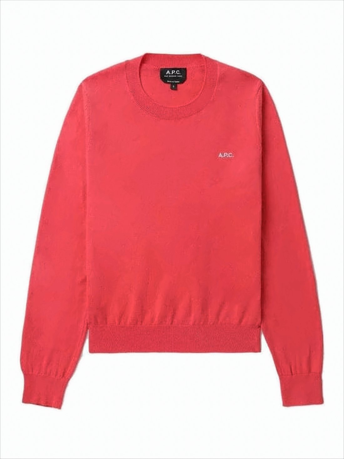 Minimalist Red Cotton Sweater with Crew Neckline