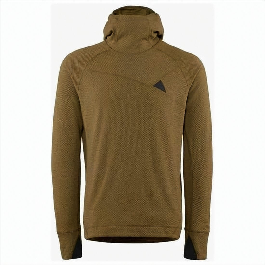 Textured Brown Hoodie with High Neck