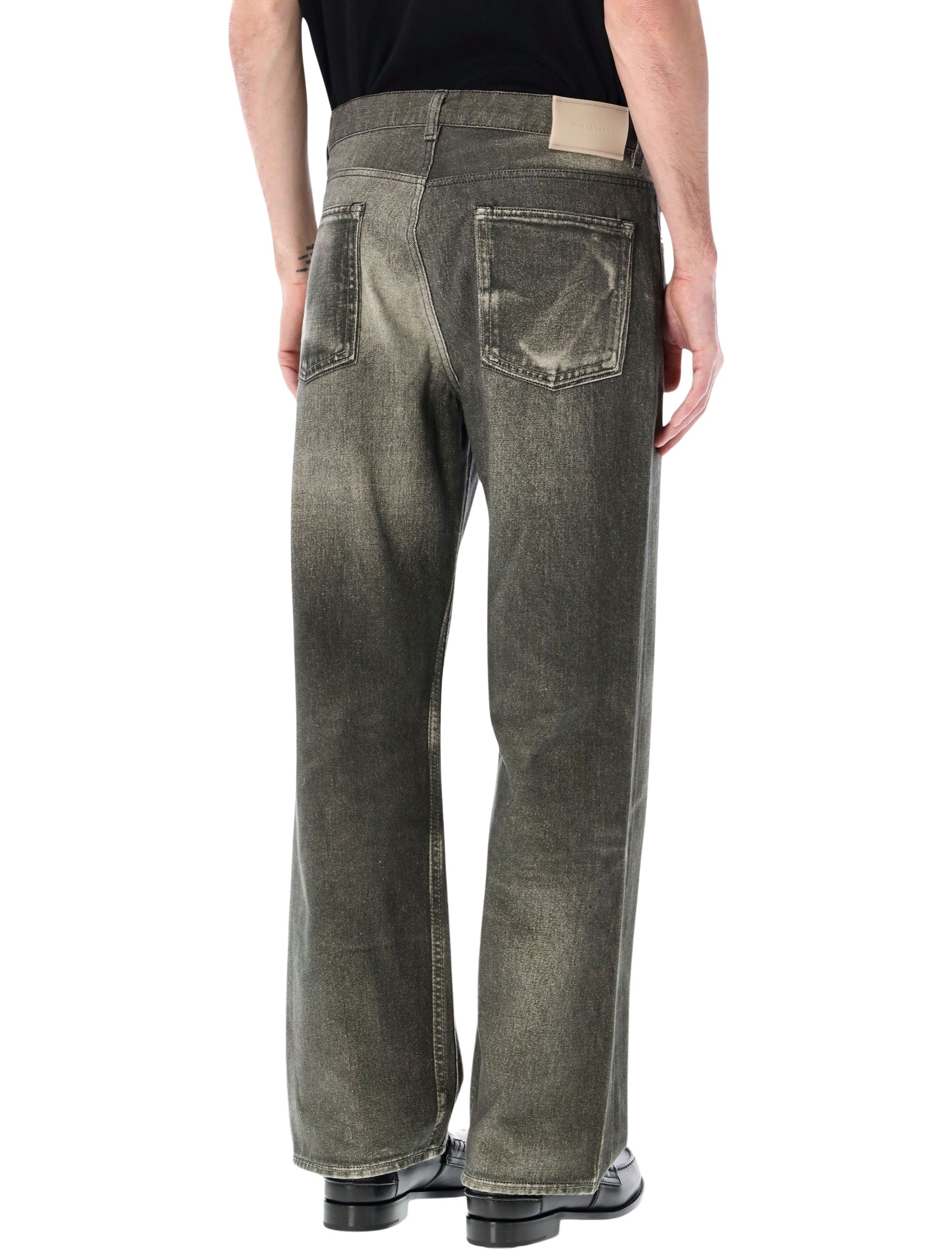 Relaxed Fit Wide Straight Leg Jeans with Trompe L'Oeil Print