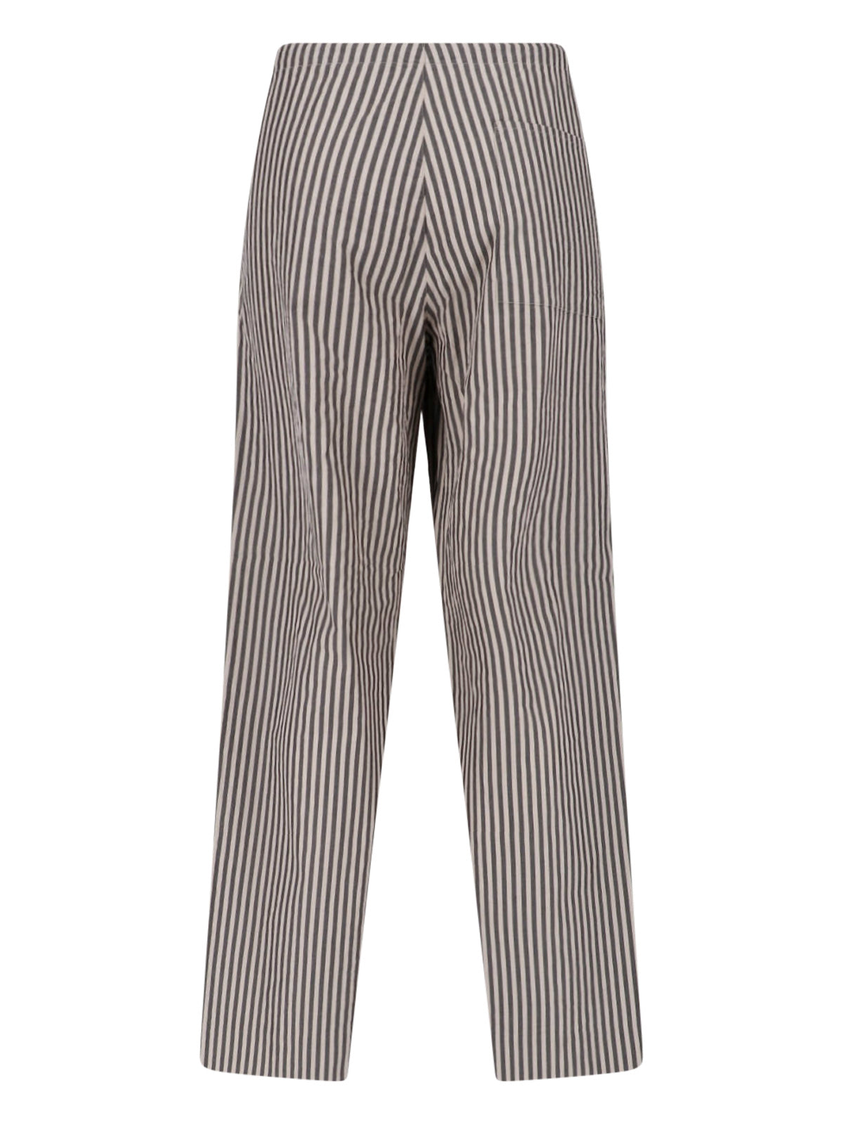 Black/Beige Vertical Striped Straight-Leg Trousers