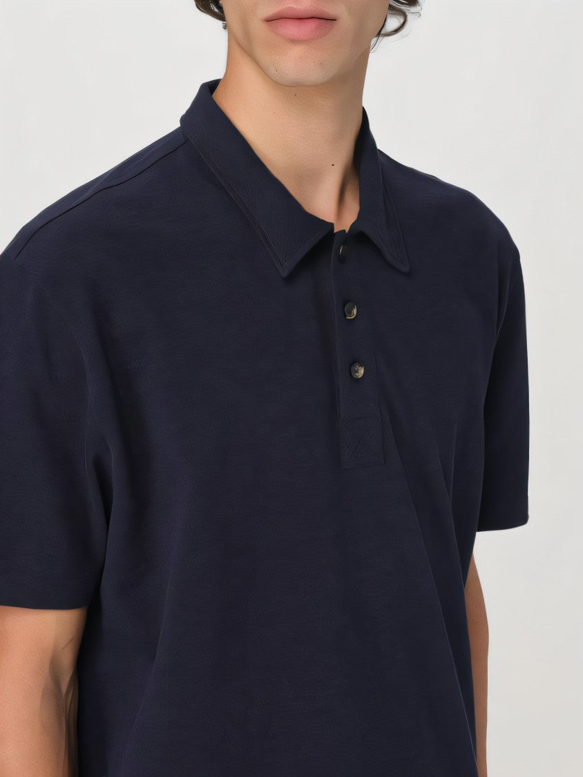Black Cotton Polo Shirt with Classic Design