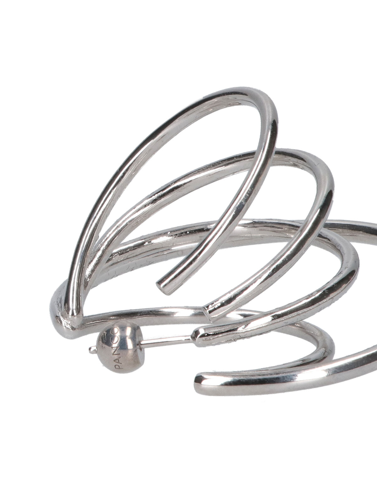 "Triptych" Earrings In Silver-Plated Brass, Circular Design.