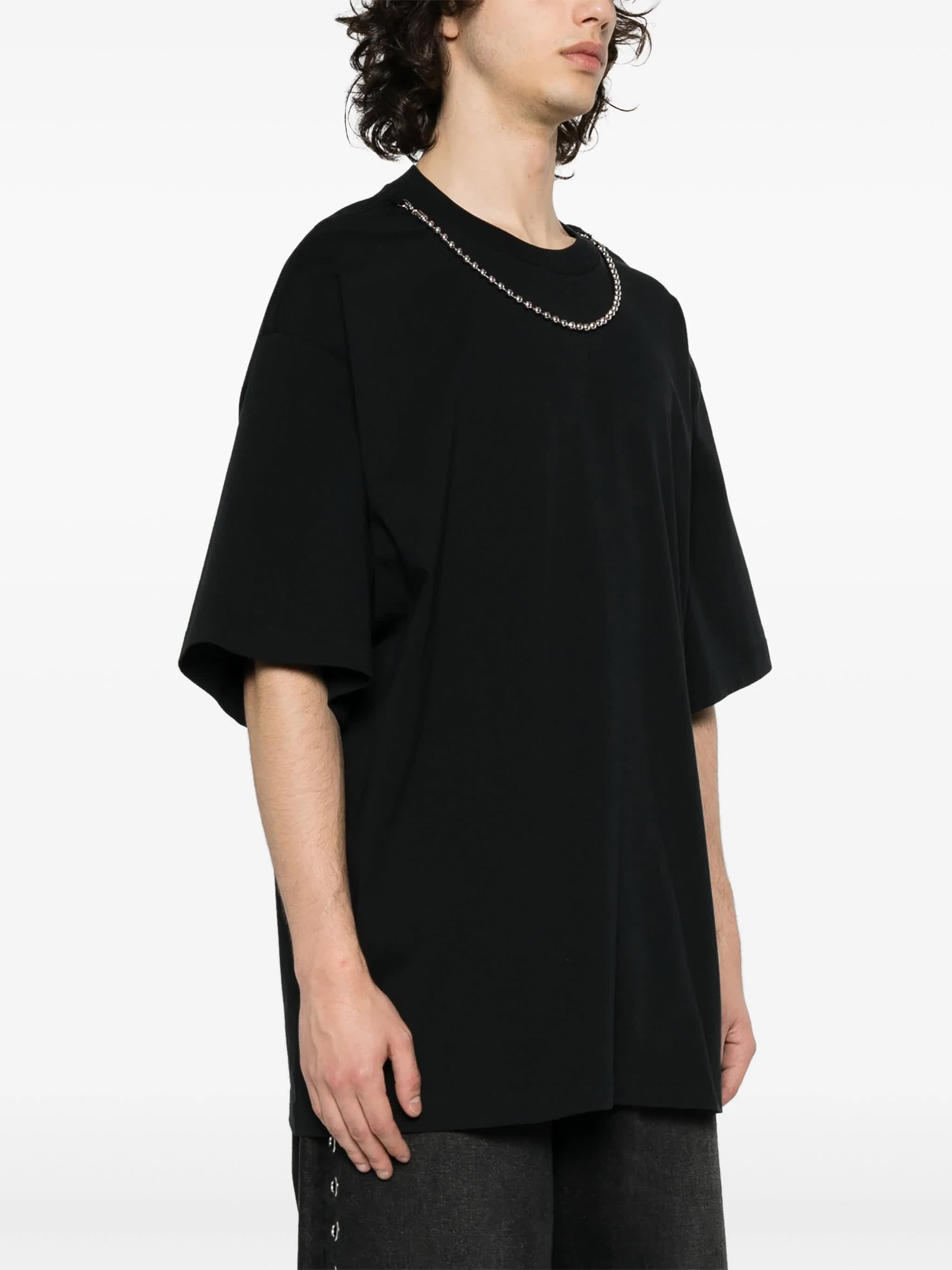 Black Ballchain Detail Organic Cotton T-Shirt