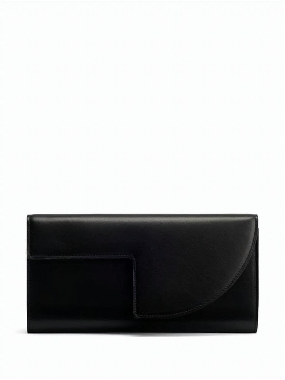 Asymmetrical Flap Calf Leather Clutch