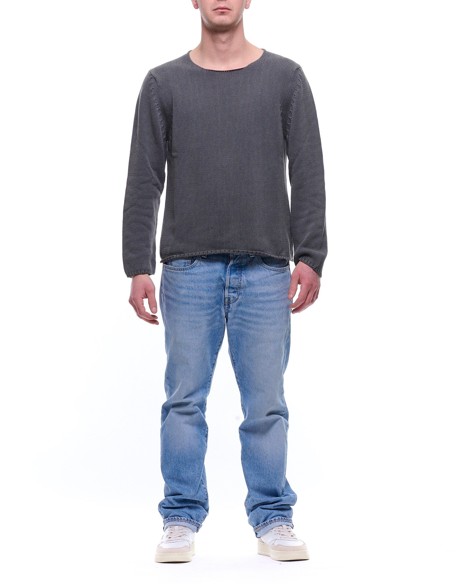 Textured Knit Crewneck Sweater